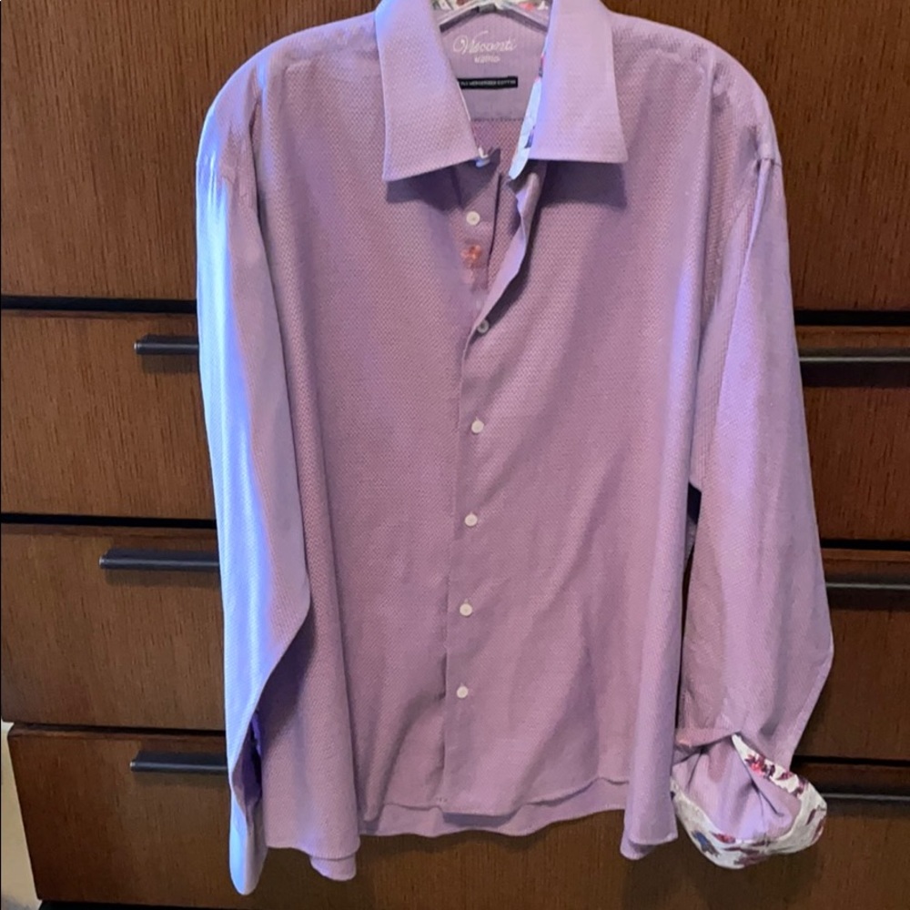 Viscanti XL Pink/Blue Dress Shirt w/Flip cuff